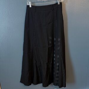 Entro Elegant Black Linen Blend Maxi Skirt